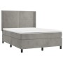 Cama box spring con colchón terciopelo gris claro 140x190 cm de , Camas y somieres - Ref: Foro24-3132615, Precio: 552,89 €, D...