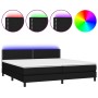 Boxspringbettmatratze und LED-Leuchten aus schwarzem Stoff 200x200 cm von , Betten und Lattenroste - Ref: Foro24-3133103, Pre...