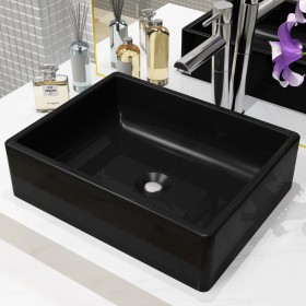 Black rectangular ceramic sink 41x30x12 cm by vidaXL, Sinks - Ref: Foro24-142734, Price: 58,81 €, Discount: %