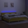 Cama box spring con colchón y LED tela verde 200x200 cm de , Camas y somieres - Ref: Foro24-3133988, Precio: 588,64 €, Descue...