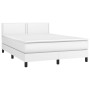 Cama box spring colchón y LED cuero sintético blanco 140x200 cm de , Camas y somieres - Ref: Foro24-3134166, Precio: 439,75 €...