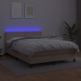 Box spring bed LED mattress cappuccino synthetic leather 140x200cm by , Beds and slatted bases - Ref: Foro24-3134170, Price: ...