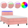 Cama box spring colchón y LED terciopelo rosa 120x200 cm de , Camas y somieres - Ref: Foro24-3134338, Precio: 403,60 €, Descu...