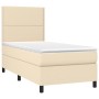 Boxspringbett-Matratze und LED-Leuchten, cremefarbener Stoff, 100 x 200 cm von , Betten und Lattenroste - Ref: Foro24-3134778...