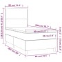 Boxspringbett-Matratze und LED-Leuchten aus dunkelbraunem Stoff, 80 x 200 cm von , Betten und Lattenroste - Ref: Foro24-31347...