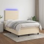 Cama box spring con colchón y LED tela crema 120x200 cm de , Camas y somieres - Ref: Foro24-3134786, Precio: 428,63 €, Descue...