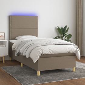 Boxspringbett mit Matratze und LED-Leuchten taupegrauer Stoff 90x190 cm von , Betten und Lattenroste - Ref: Foro24-3135321, P...