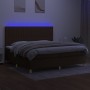 Box spring bed mattress LED lights dark brown fabric 200x200 cm by , Beds and slatted bases - Ref: Foro24-3135624, Price: 668...