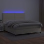 Cama box spring colchón y LED cuero sintético crema 180x200 cm de , Camas y somieres - Ref: Foro24-3135899, Precio: 645,58 €,...