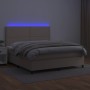 Box spring bed LED mattress synthetic leather cappuccino 140x190cm by , Beds and slatted bases - Ref: Foro24-3135884, Price: ...