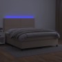 Box spring bed LED mattress cappuccino synthetic leather 140x200cm by , Beds and slatted bases - Ref: Foro24-3135890, Price: ...