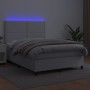 Box spring bed with mattress and LED white synthetic leather 140x200 cm by , Beds and slatted bases - Ref: Foro24-3135886, Pr...