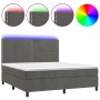 Cama box spring colchón y LED terciopelo gris oscuro 160x200 cm de , Camas y somieres - Ref: Foro24-3136072, Precio: 562,49 €...