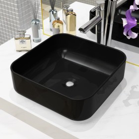 Square black ceramic washbasin 38x38x13.5 cm by vidaXL, Sinks - Ref: Foro24-142733, Price: 73,99 €, Discount: %