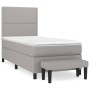 Box spring bed with light gray fabric mattress 90x200 cm by , Beds and slatted bases - Ref: Foro24-3136485, Price: 355,99 €, ...