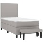 Box spring bed with light gray fabric mattress 90x200 cm by , Beds and slatted bases - Ref: Foro24-3136485, Price: 355,99 €, ...