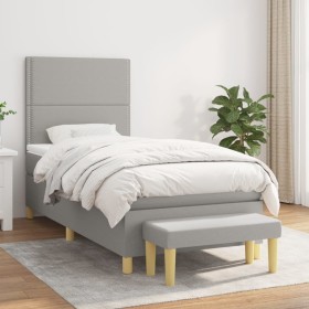 Cama box spring con colchón tela gris claro 80x200 cm de , Camas y somieres - Ref: Foro24-3137029, Precio: 344,63 €, Descuent...