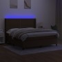 Boxspringbettmatratze LED-Leuchten dunkelbrauner Stoff 160x200cm von , Betten und Lattenroste - Ref: Foro24-3138248, Preis: 5...