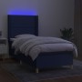 Box spring bed mattress and LED lights blue fabric 90x200 cm by , Beds and slatted bases - Ref: Foro24-3138771, Price: 369,98...