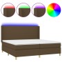 Cama box spring colchón luces LED tela marrón oscuro 200x200 cm de , Camas y somieres - Ref: Foro24-3138744, Precio: 680,72 €...