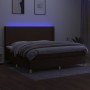 Box spring bed mattress LED lights dark brown fabric 200x200 cm by , Beds and slatted bases - Ref: Foro24-3138744, Price: 680...