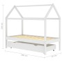 Children's bed structure with pine wood drawer, white, 80x160 cm by vidaXL, Cribs and beds for children - Ref: Foro24-322140,...