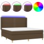 Boxspringbett-Matratze, LED-Leuchten, dunkelbrauner Stoff, 180 x 200 cm von , Betten und Lattenroste - Ref: Foro24-3138816, P...