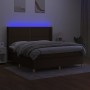 Box spring bed mattress LED lights dark brown fabric 180x200cm by , Beds and slatted bases - Ref: Foro24-3138816, Price: 625,...