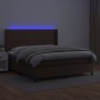 Cama box spring colchón y LED cuero sintético marrón 180x200 cm de , Camas y somieres - Ref: Foro24-3139340, Precio: 661,65 €...