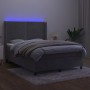 Box spring bed with mattress and LED light gray velvet 140x190 cm by , Beds and slatted bases - Ref: Foro24-3139499, Price: 5...