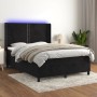 Box spring bed with mattress and LED black velvet 140x190 cm by , Beds and slatted bases - Ref: Foro24-3139501, Price: 521,53...