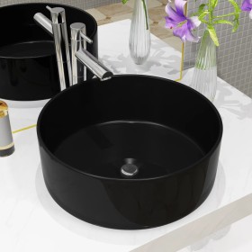 Round black ceramic sink 40x15 cm by vidaXL, Sinks - Ref: Foro24-142737, Price: 68,29 €, Discount: %