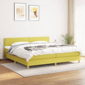 Cama box spring con colchón tela verde 200x200 cm de , Camas y somieres - Ref: Foro24-3140568, Precio: 554,99 €, Descuento: %