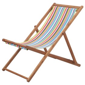 Folding beach chair fabric and multicolored wooden structure by vidaXL, Garden chairs - Ref: Foro24-44002, Price: 65,34 €, Di...