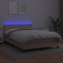 Box spring bed LED mattress synthetic leather cappuccino 140x190cm by , Beds and slatted bases - Ref: Foro24-3134164, Price: ...