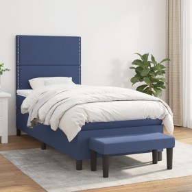 Cama box spring con colchón tela azul 90x200 cm de , Camas y somieres - Ref: Foro24-3136491, Precio: 345,99 €, Descuento: %