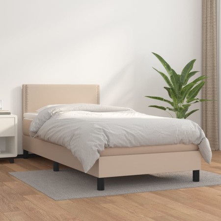 Box spring bed with cappuccino synthetic leather mattress 80x200 cm by , Beds and slatted bases - Ref: Foro24-3141034, Price:...