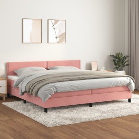 Box spring bed with pink velvet mattress 200x200 cm by , Beds and slatted bases - Ref: Foro24-3141268, Price: 513,99 €, Disco...