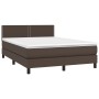 Cama box spring con colchón cuero sintético marrón 140x190 cm de , Camas y somieres - Ref: Foro24-3141062, Precio: 479,31 €, ...