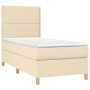 Box spring bed with cream fabric mattress 90x190 cm by , Beds and slatted bases - Ref: Foro24-3142222, Price: 352,00 €, Disco...