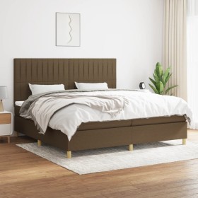 Cama box spring con colchón tela marrón oscuro 200x200 cm de , Camas y somieres - Ref: Foro24-3142524, Precio: 605,99 €, Desc...