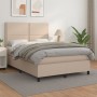 Box spring bed with cappuccino synthetic leather mattress 140x190cm by , Beds and slatted bases - Ref: Foro24-3142784, Price:...