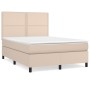 Box spring bed with cappuccino synthetic leather mattress 140x190cm by , Beds and slatted bases - Ref: Foro24-3142784, Price:...