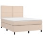 Box spring bed with cappuccino synthetic leather mattress 140x190cm by , Beds and slatted bases - Ref: Foro24-3142784, Price:...