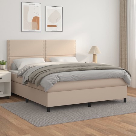 Cama box spring con colchón cuero sintético capuchino 180x200cm de , Camas y somieres - Ref: Foro24-3142802, Precio: 665,86 €...