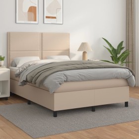 Cama box spring con colchón cuero sintético capuchino 140x200cm de , Camas y somieres - Ref: Foro24-3142790, Precio: 532,99 €...