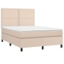 Box spring bed with cappuccino synthetic leather mattress 140x200cm by , Beds and slatted bases - Ref: Foro24-3142790, Price:...