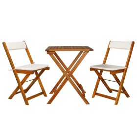 3-teiliger klappbarer Bistrotisch und Stühle mit Massivholzkissen von vidaXL, Gartensets - Ref: Foro24-44014, Preis: 158,99 €...