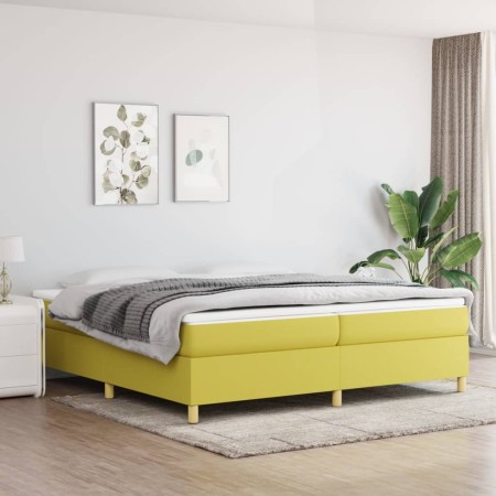 Cama box spring con colchón tela verde 200x200 cm de , Camas y somieres - Ref: Foro24-3144553, Precio: 527,69 €, Descuento: %