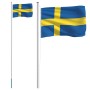 Aluminum flag and pole of Sweden 6.23 m by , Flags and windsocks - Ref: Foro24-3147112, Price: 71,03 €, Discount: %